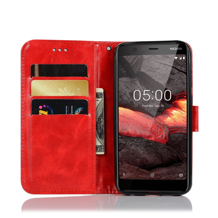 For Nokia 5.1 Retro Copper Buckle Crazy Horse Horizontal Flip PU Leather Case with Holder & Card Slots & Wallet & Lanyard