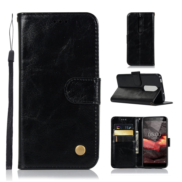 For Nokia 5.1 Retro Copper Buckle Crazy Horse Horizontal Flip PU Leather Case with Holder & Card Slots & Wallet & Lanyard