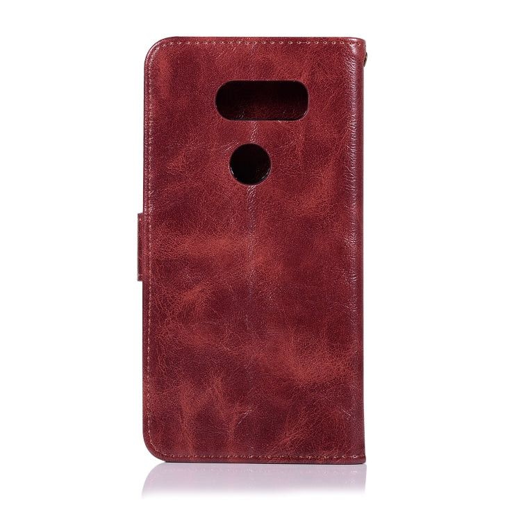 For LG V40 ThinQ Retro Copper Buckle Crazy Horse Horizontal Flip PU Leather Case with Holder & Card Slots & Wallet & Lanyard
