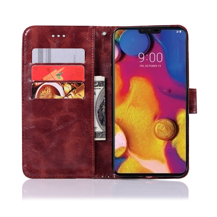 For LG V40 ThinQ Retro Copper Buckle Crazy Horse Horizontal Flip PU Leather Case with Holder & Card Slots & Wallet & Lanyard