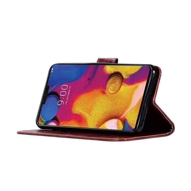 For LG V40 ThinQ Retro Copper Buckle Crazy Horse Horizontal Flip PU Leather Case with Holder & Card Slots & Wallet & Lanyard