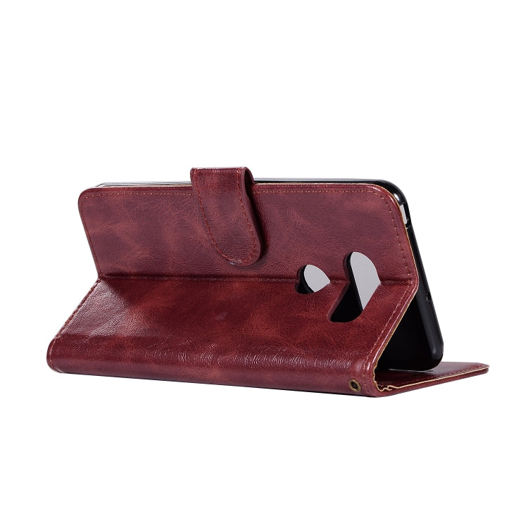 For LG V40 ThinQ Retro Copper Buckle Crazy Horse Horizontal Flip PU Leather Case with Holder & Card Slots & Wallet & Lanyard