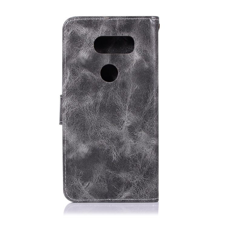 For LG V40 ThinQ Retro Copper Buckle Crazy Horse Horizontal Flip PU Leather Case with Holder & Card Slots & Wallet & Lanyard