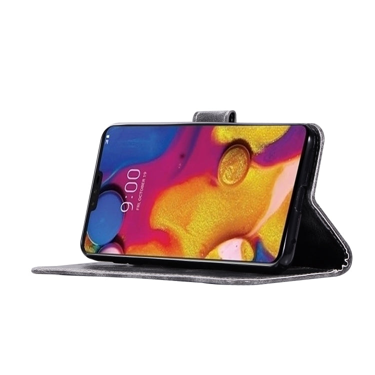 For LG V40 ThinQ Retro Copper Buckle Crazy Horse Horizontal Flip PU Leather Case with Holder & Card Slots & Wallet & Lanyard