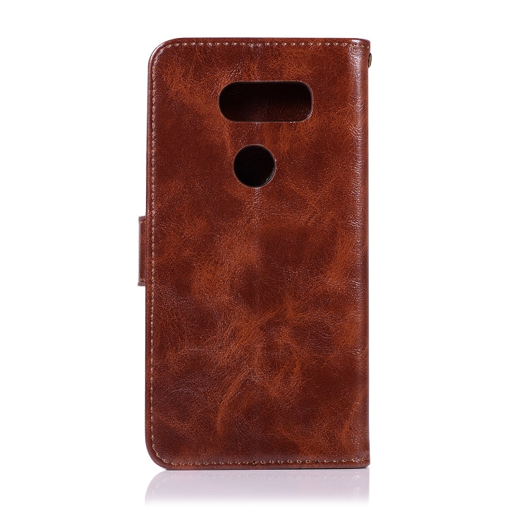 For LG V40 ThinQ Retro Copper Buckle Crazy Horse Horizontal Flip PU Leather Case with Holder & Card Slots & Wallet & Lanyard