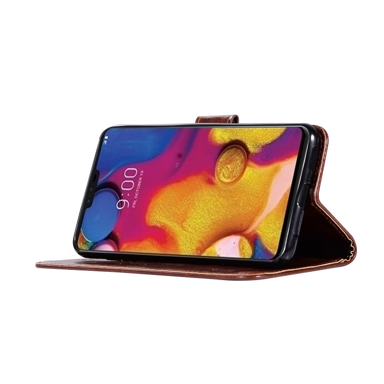 For LG V40 ThinQ Retro Copper Buckle Crazy Horse Horizontal Flip PU Leather Case with Holder & Card Slots & Wallet & Lanyard