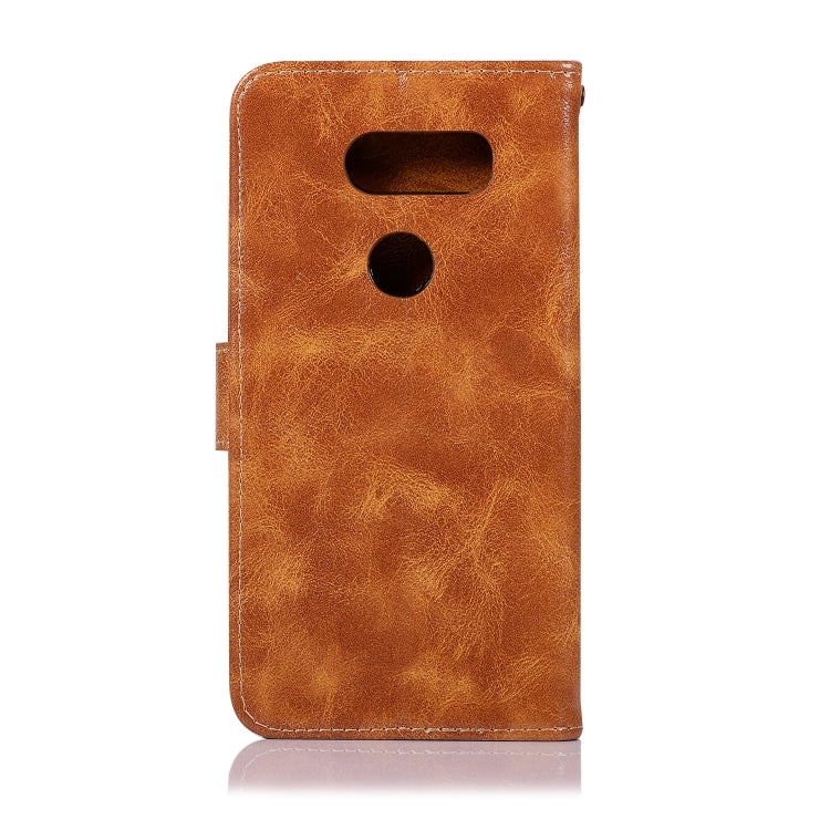 For LG V40 ThinQ Retro Copper Buckle Crazy Horse Horizontal Flip PU Leather Case with Holder & Card Slots & Wallet & Lanyard