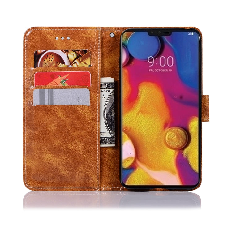 For LG V40 ThinQ Retro Copper Buckle Crazy Horse Horizontal Flip PU Leather Case with Holder & Card Slots & Wallet & Lanyard