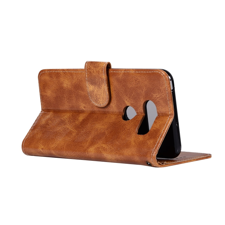 For LG V40 ThinQ Retro Copper Buckle Crazy Horse Horizontal Flip PU Leather Case with Holder & Card Slots & Wallet & Lanyard