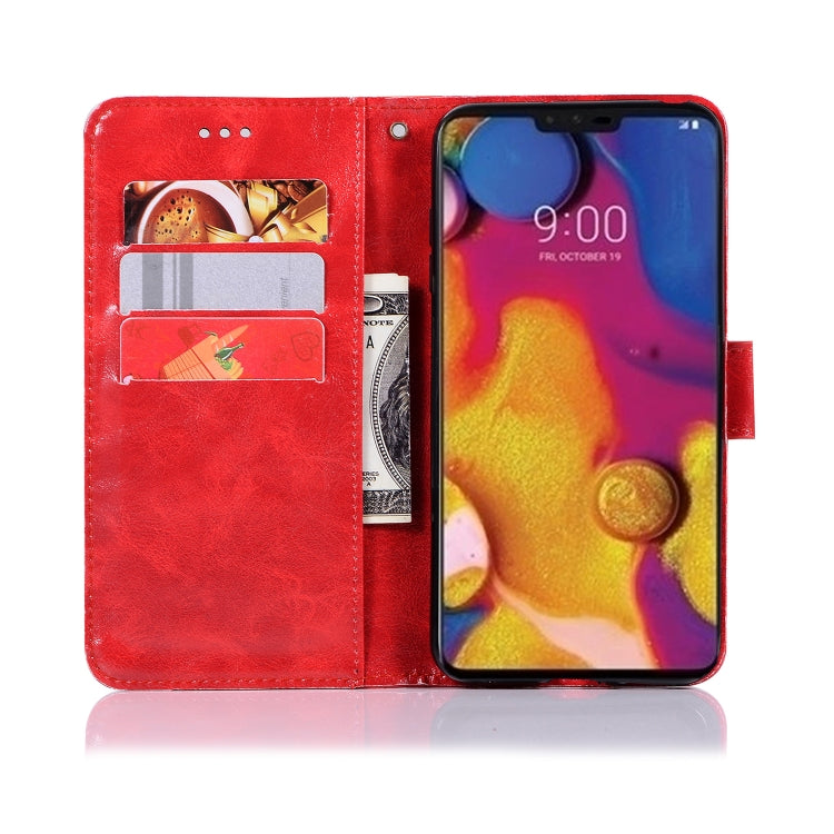 For LG V40 ThinQ Retro Copper Buckle Crazy Horse Horizontal Flip PU Leather Case with Holder & Card Slots & Wallet & Lanyard