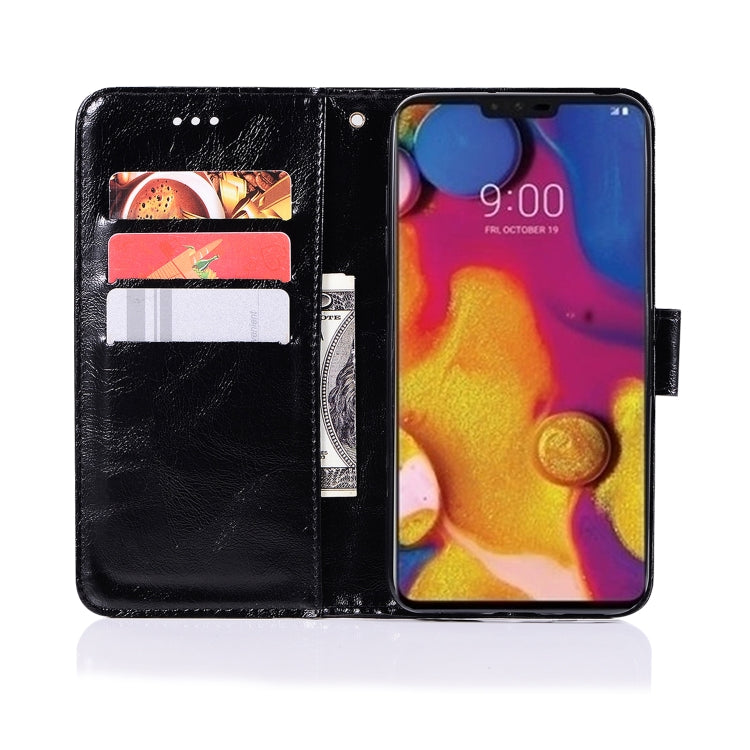 For LG V40 ThinQ Retro Copper Buckle Crazy Horse Horizontal Flip PU Leather Case with Holder & Card Slots & Wallet & Lanyard