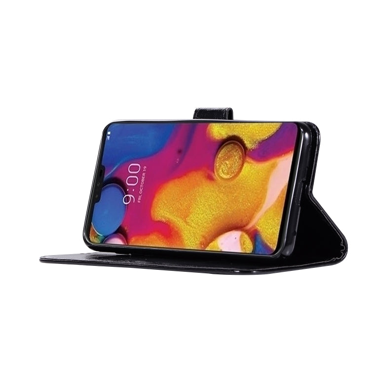 For LG V40 ThinQ Retro Copper Buckle Crazy Horse Horizontal Flip PU Leather Case with Holder & Card Slots & Wallet & Lanyard