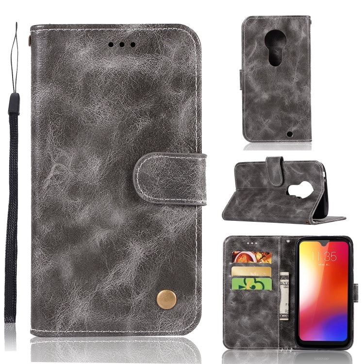 For Motorola Moto G7 Retro Copper Buckle Crazy Horse Horizontal Flip PU Leather Case with Holder & Card Slots & Wallet & Lanyard