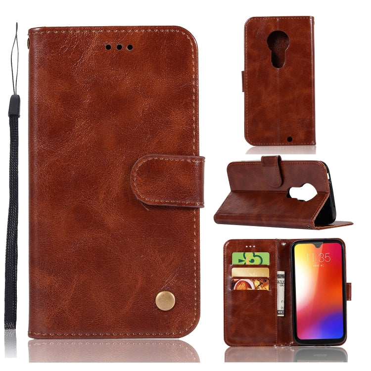 For Motorola Moto G7 Retro Copper Buckle Crazy Horse Horizontal Flip PU Leather Case with Holder & Card Slots & Wallet & Lanyard