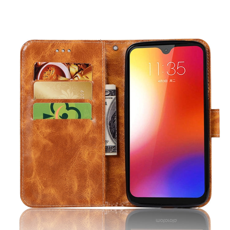 For Motorola Moto G7 Retro Copper Buckle Crazy Horse Horizontal Flip PU Leather Case with Holder & Card Slots & Wallet & Lanyard
