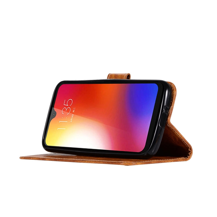 For Motorola Moto G7 Retro Copper Buckle Crazy Horse Horizontal Flip PU Leather Case with Holder & Card Slots & Wallet & Lanyard
