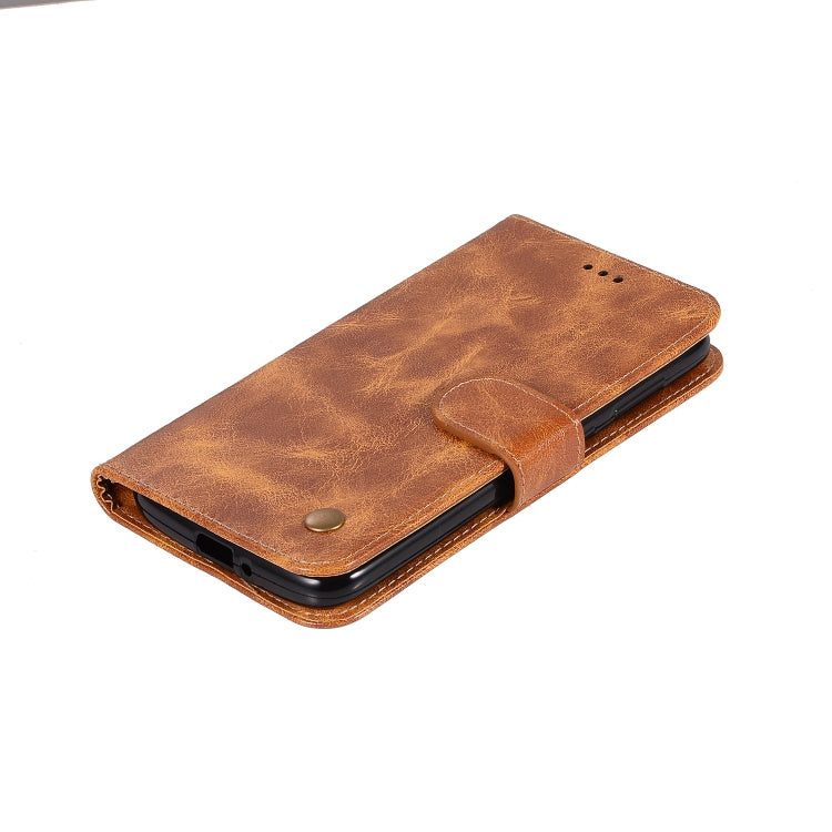 For Motorola Moto G7 Retro Copper Buckle Crazy Horse Horizontal Flip PU Leather Case with Holder & Card Slots & Wallet & Lanyard