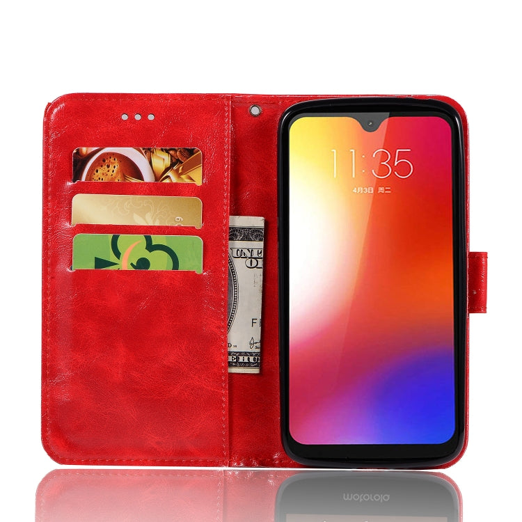For Motorola Moto G7 Retro Copper Buckle Crazy Horse Horizontal Flip PU Leather Case with Holder & Card Slots & Wallet & Lanyard