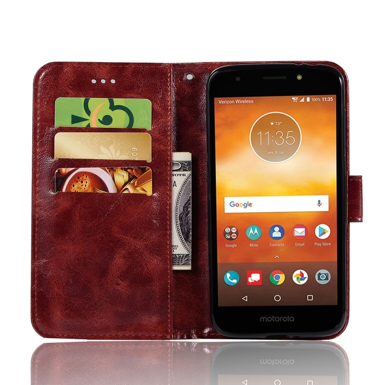 For Motorola Moto E5 Play Go Retro Copper Buckle Crazy Horse Horizontal Flip PU Leather Case with Holder & Card Slots & Wallet & Lanyard