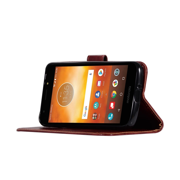 For Motorola Moto E5 Play Go Retro Copper Buckle Crazy Horse Horizontal Flip PU Leather Case with Holder & Card Slots & Wallet & Lanyard
