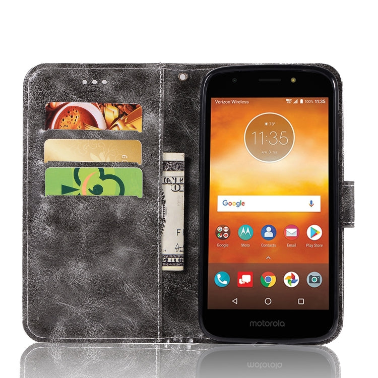 For Motorola Moto E5 Play Go Retro Copper Buckle Crazy Horse Horizontal Flip PU Leather Case with Holder & Card Slots & Wallet & Lanyard