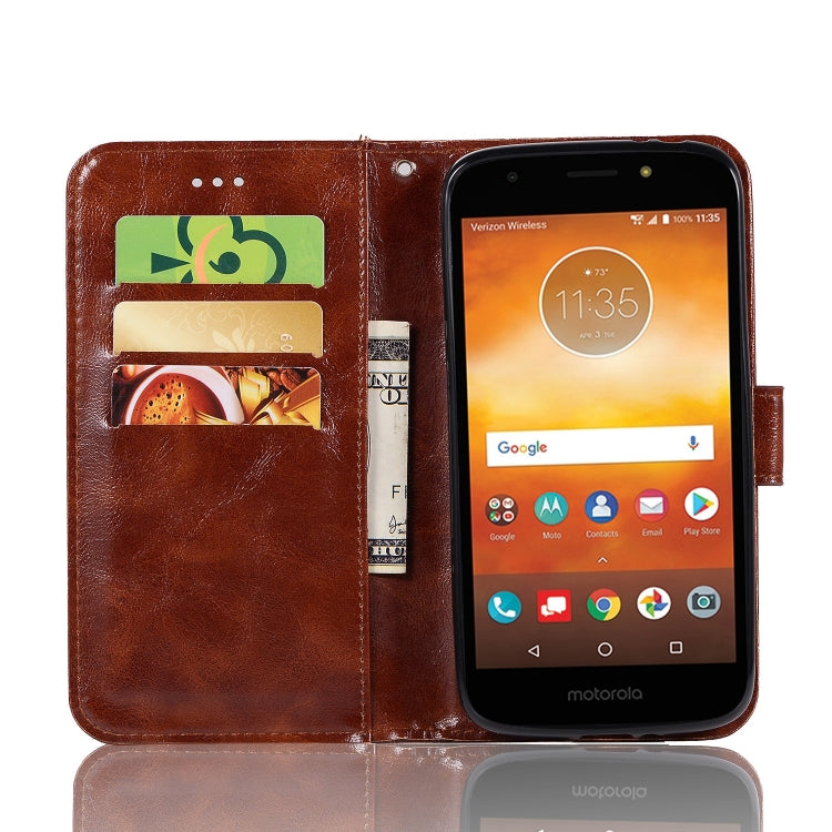 For Motorola Moto E5 Play Go Retro Copper Buckle Crazy Horse Horizontal Flip PU Leather Case with Holder & Card Slots & Wallet & Lanyard