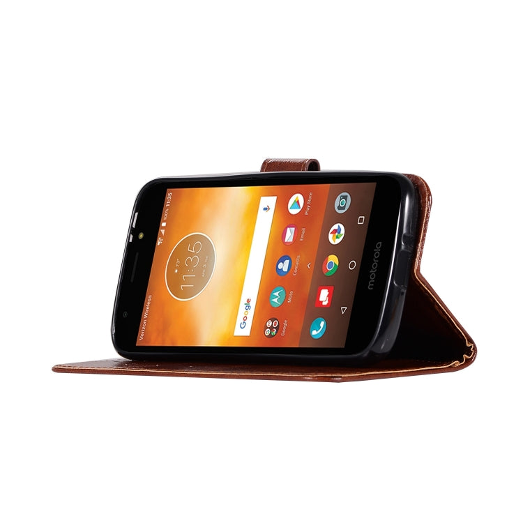 For Motorola Moto E5 Play Go Retro Copper Buckle Crazy Horse Horizontal Flip PU Leather Case with Holder & Card Slots & Wallet & Lanyard