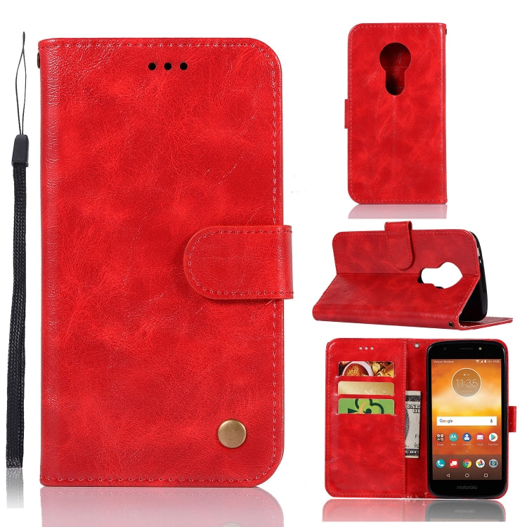 For Motorola Moto E5 Play Go Retro Copper Buckle Crazy Horse Horizontal Flip PU Leather Case with Holder & Card Slots & Wallet & Lanyard