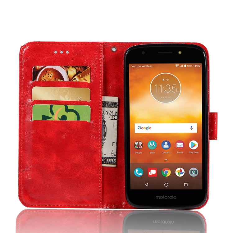 For Motorola Moto E5 Play Go Retro Copper Buckle Crazy Horse Horizontal Flip PU Leather Case with Holder & Card Slots & Wallet & Lanyard