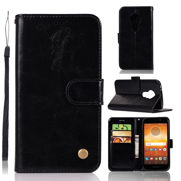 For Motorola Moto E5 Play Go Retro Copper Buckle Crazy Horse Horizontal Flip PU Leather Case with Holder & Card Slots & Wallet & Lanyard