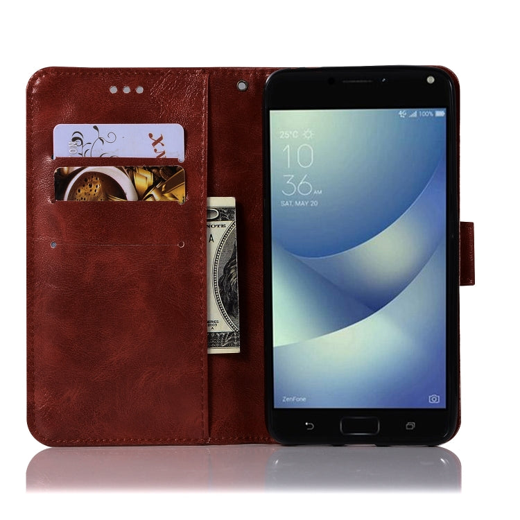 For ASUS Zenfone 4 Max ZC520KL Retro Copper Buckle Crazy Horse Horizontal Flip PU Leather Case with Holder & Card Slots & Wallet & Lanyard