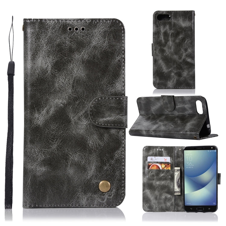 For ASUS Zenfone 4 Max ZC520KL Retro Copper Buckle Crazy Horse Horizontal Flip PU Leather Case with Holder & Card Slots & Wallet & Lanyard