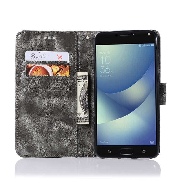 For ASUS Zenfone 4 Max ZC520KL Retro Copper Buckle Crazy Horse Horizontal Flip PU Leather Case with Holder & Card Slots & Wallet & Lanyard
