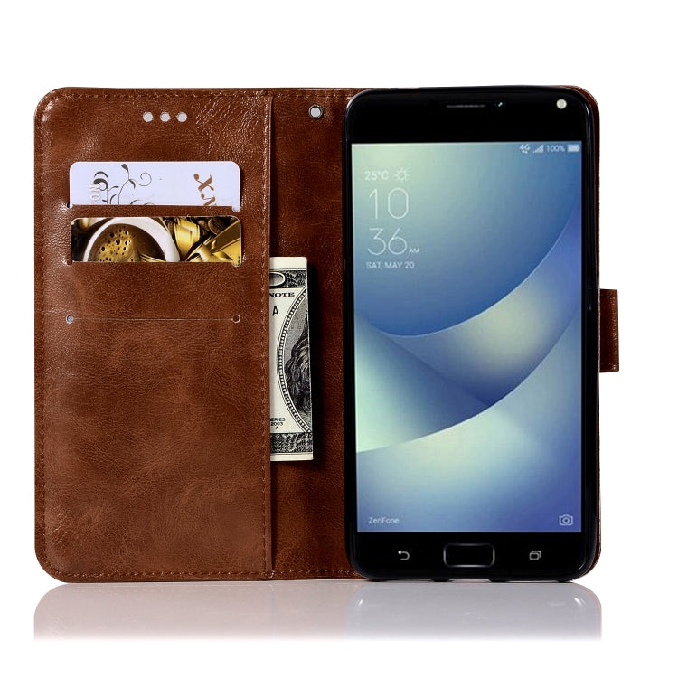 For ASUS Zenfone 4 Max ZC520KL Retro Copper Buckle Crazy Horse Horizontal Flip PU Leather Case with Holder & Card Slots & Wallet & Lanyard