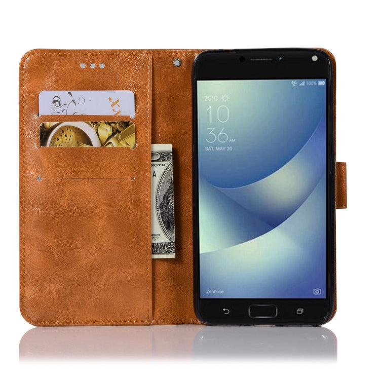 For ASUS Zenfone 4 Max ZC520KL Retro Copper Buckle Crazy Horse Horizontal Flip PU Leather Case with Holder & Card Slots & Wallet & Lanyard