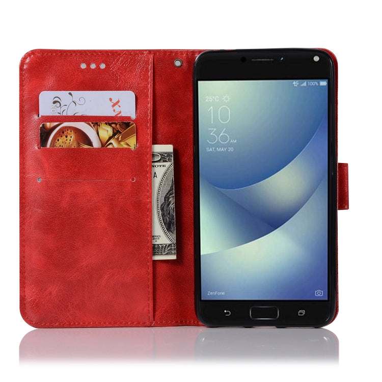For ASUS Zenfone 4 Max ZC520KL Retro Copper Buckle Crazy Horse Horizontal Flip PU Leather Case with Holder & Card Slots & Wallet & Lanyard