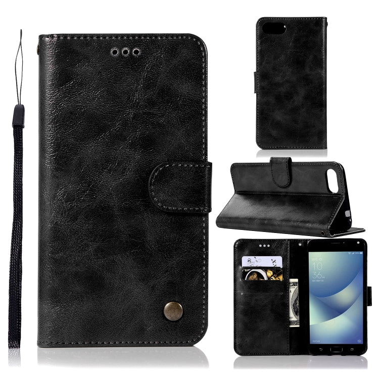 For ASUS Zenfone 4 Max ZC520KL Retro Copper Buckle Crazy Horse Horizontal Flip PU Leather Case with Holder & Card Slots & Wallet & Lanyard