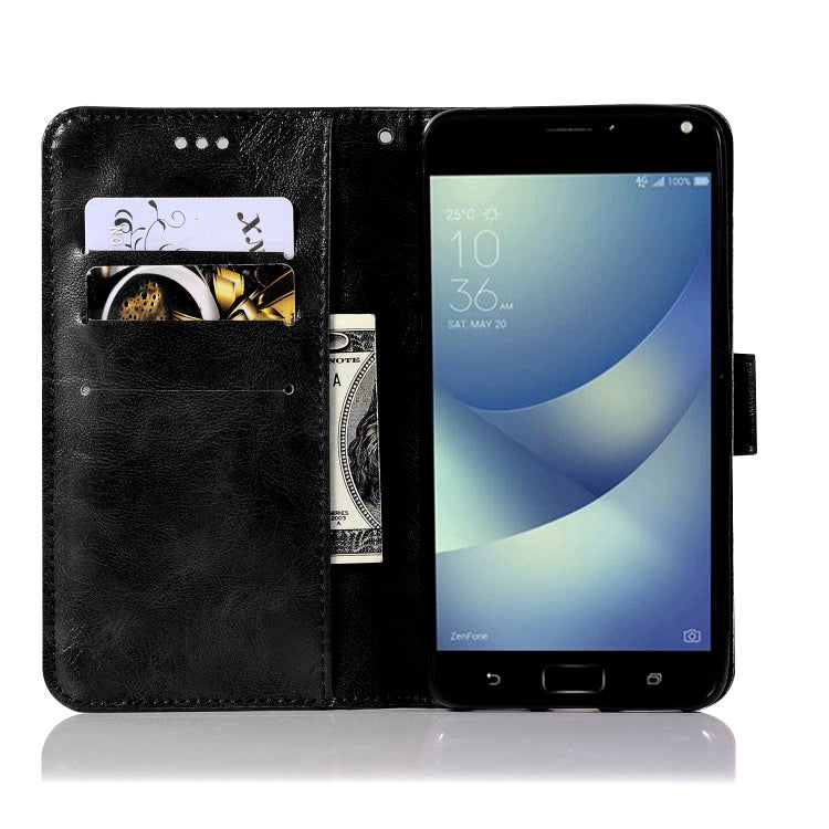 For ASUS Zenfone 4 Max ZC520KL Retro Copper Buckle Crazy Horse Horizontal Flip PU Leather Case with Holder & Card Slots & Wallet & Lanyard