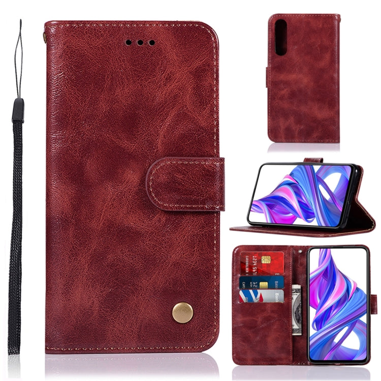 For Huawei Honor 9X / 9X Pro Retro Copper Buckle Crazy Horse Horizontal Flip PU Leather Case with Holder & Card Slots & Wallet & Lanyard