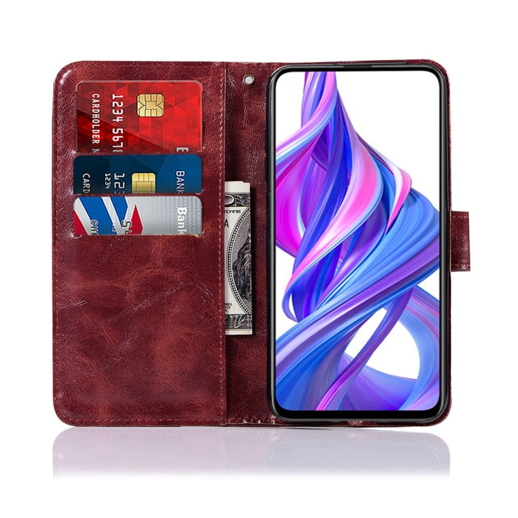 For Huawei Honor 9X / 9X Pro Retro Copper Buckle Crazy Horse Horizontal Flip PU Leather Case with Holder & Card Slots & Wallet & Lanyard