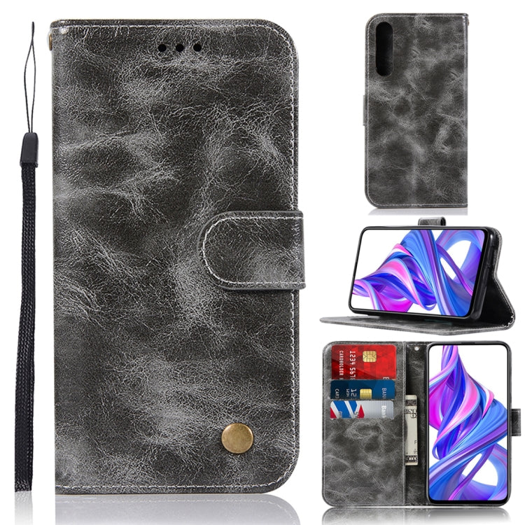 For Huawei Honor 9X / 9X Pro Retro Copper Buckle Crazy Horse Horizontal Flip PU Leather Case with Holder & Card Slots & Wallet & Lanyard