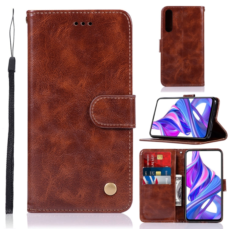 For Huawei Honor 9X / 9X Pro Retro Copper Buckle Crazy Horse Horizontal Flip PU Leather Case with Holder & Card Slots & Wallet & Lanyard