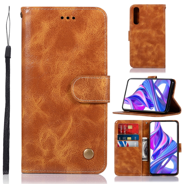 For Huawei Honor 9X / 9X Pro Retro Copper Buckle Crazy Horse Horizontal Flip PU Leather Case with Holder & Card Slots & Wallet & Lanyard