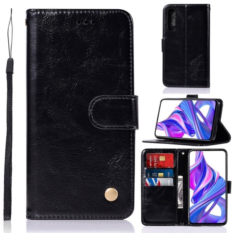 For Huawei Honor 9X / 9X Pro Retro Copper Buckle Crazy Horse Horizontal Flip PU Leather Case with Holder & Card Slots & Wallet & Lanyard
