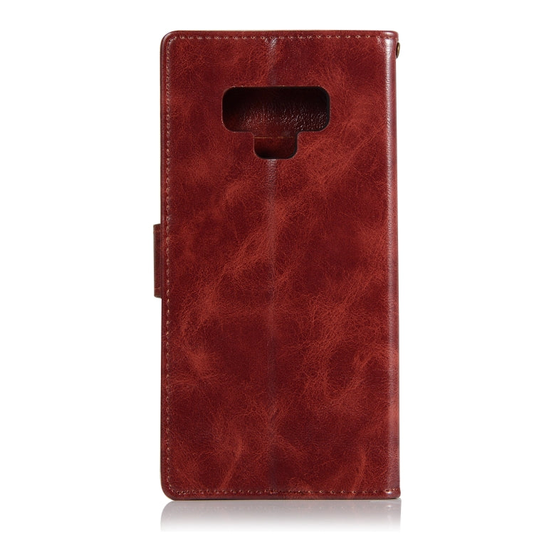 For Galaxy Note 9 Retro Copper Buckle Crazy Horse Horizontal Flip PU Leather Case with Holder & Card Slots & Wallet & Lanyard