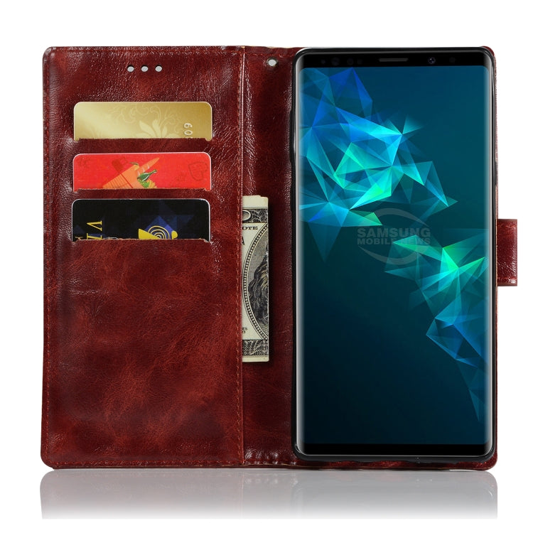 For Galaxy Note 9 Retro Copper Buckle Crazy Horse Horizontal Flip PU Leather Case with Holder & Card Slots & Wallet & Lanyard