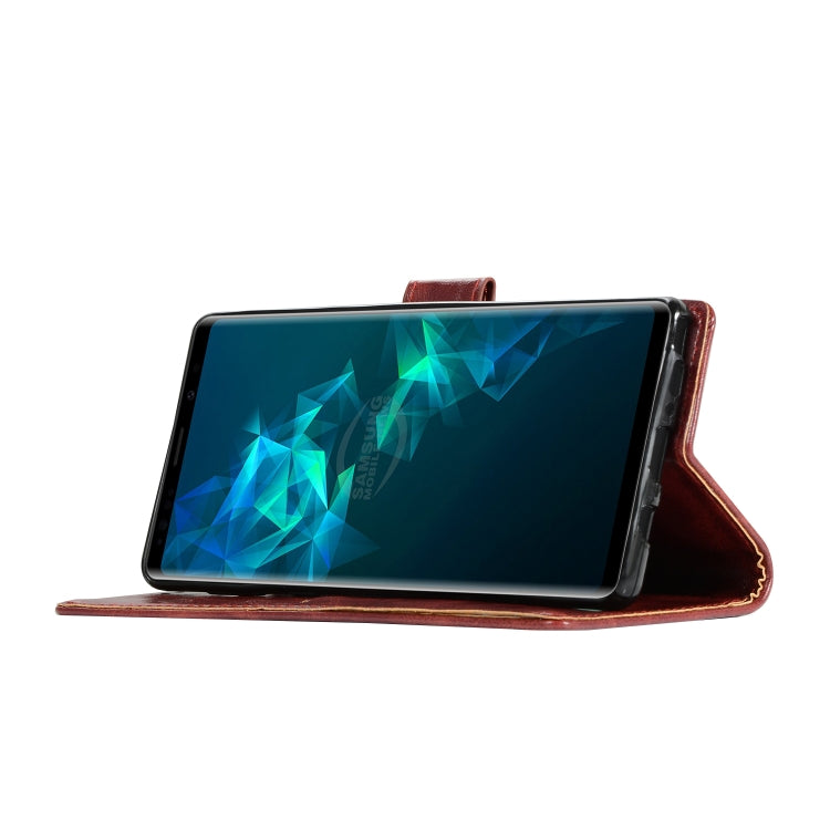 For Galaxy Note 9 Retro Copper Buckle Crazy Horse Horizontal Flip PU Leather Case with Holder & Card Slots & Wallet & Lanyard