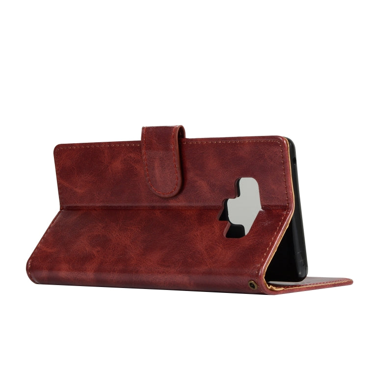 For Galaxy Note 9 Retro Copper Buckle Crazy Horse Horizontal Flip PU Leather Case with Holder & Card Slots & Wallet & Lanyard