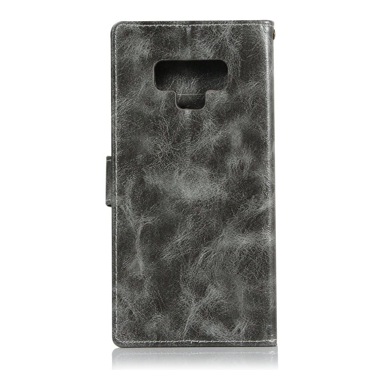 For Galaxy Note 9 Retro Copper Buckle Crazy Horse Horizontal Flip PU Leather Case with Holder & Card Slots & Wallet & Lanyard