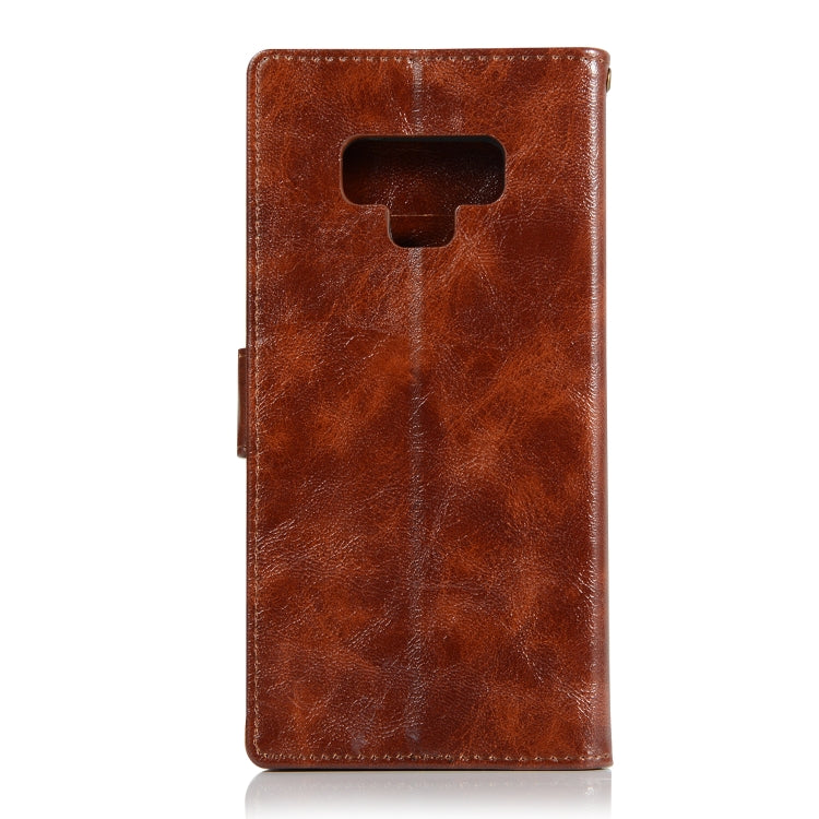 For Galaxy Note 9 Retro Copper Buckle Crazy Horse Horizontal Flip PU Leather Case with Holder & Card Slots & Wallet & Lanyard